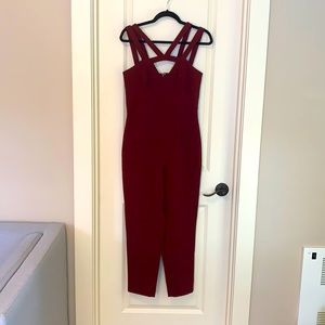Express Fitted Maroon Jumpsuit